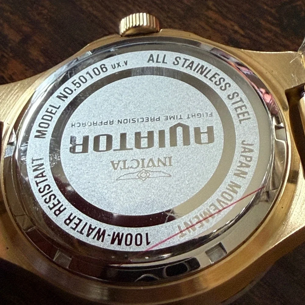 Invicta Aviator Mens Watch 50106 Gold Tone Stainless Steel Japan Movement New